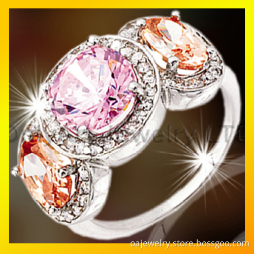 925 Silver Ring with Color Zircon Inlaid Fashion Jewellery